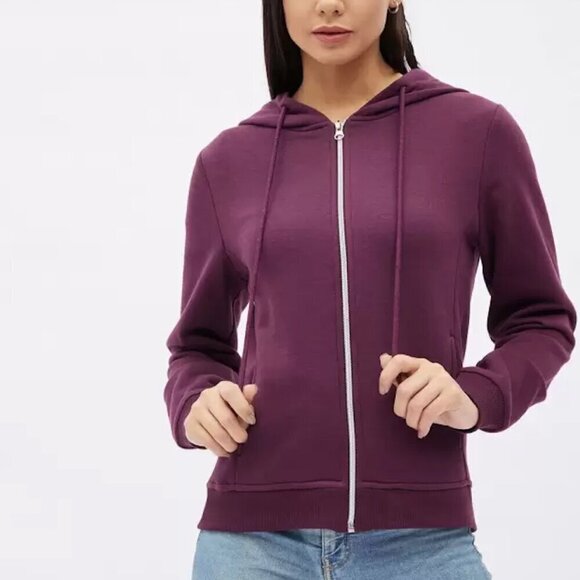 Victoria's Secret Plum Purple Small Full Zip Up Hooded Jacket - Picture 1 of 13